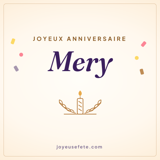 Image carrée « Joyeux anniversaire Mery » pour WhatsApp