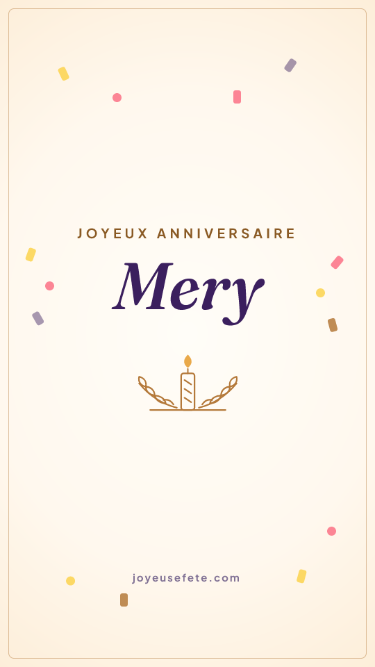 Image « Joyeux anniversaire Mery » au format story
