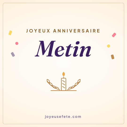 Image carrée « Joyeux anniversaire Metin » pour WhatsApp