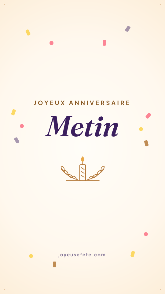 Image « Joyeux anniversaire Metin » au format story