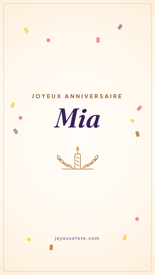 Image « Joyeux anniversaire Mia » au format story