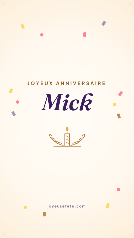 Image « Joyeux anniversaire Mick » au format story