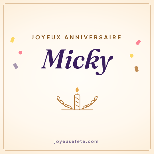Image carrée « Joyeux anniversaire Micky » pour WhatsApp
