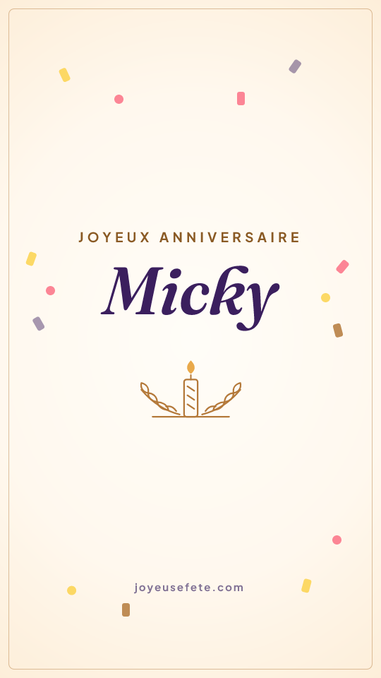 Image « Joyeux anniversaire Micky » au format story