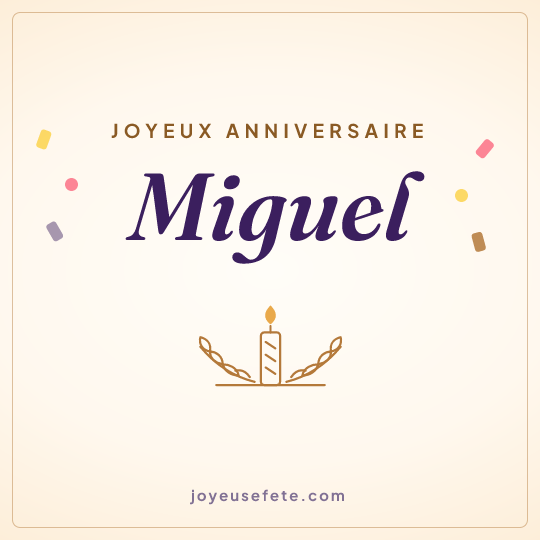 Image carrée « Joyeux anniversaire Miguel » pour WhatsApp