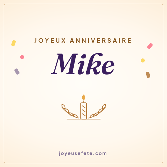 Image carrée « Joyeux anniversaire Mike » pour WhatsApp