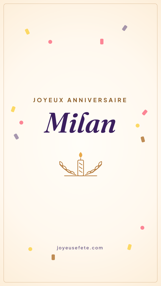 Image « Joyeux anniversaire Milan » au format story