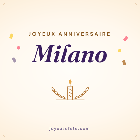 Image carrée « Joyeux anniversaire Milano » pour WhatsApp