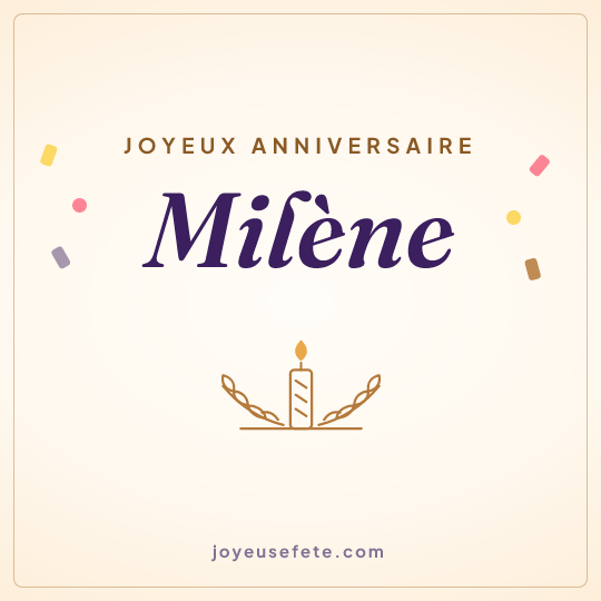 Image carrée « Joyeux anniversaire Milène » pour WhatsApp