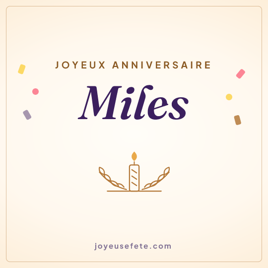 Image carrée « Joyeux anniversaire Miles » pour WhatsApp