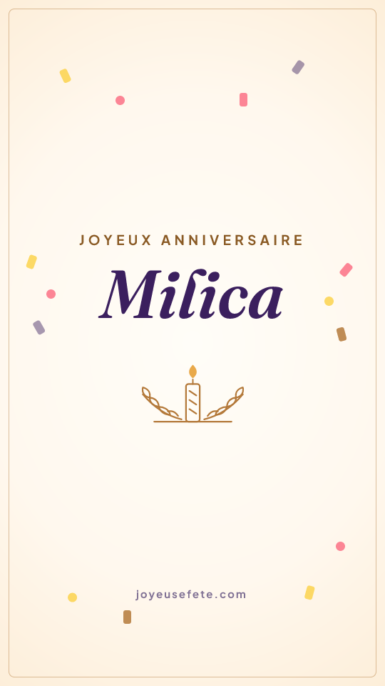 Image « Joyeux anniversaire Milica » au format story