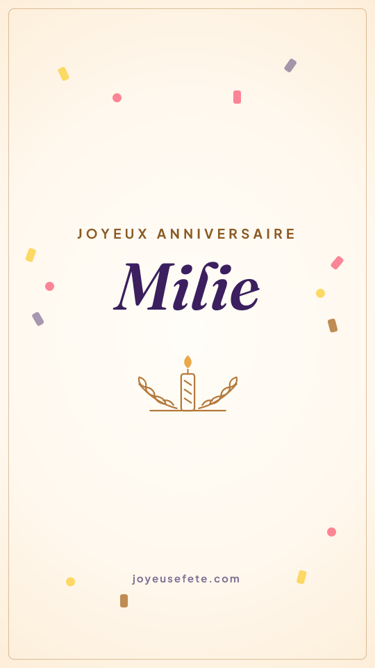 Image « Joyeux anniversaire Milie » au format story