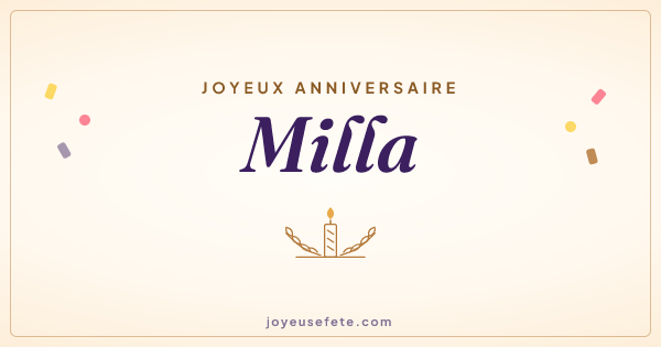Image « Joyeux anniversaire Milla » au format large