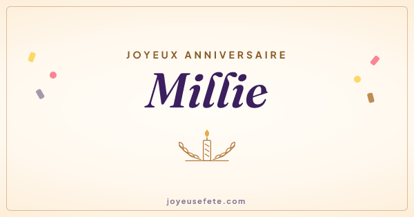 Image « Joyeux anniversaire Millie » au format large