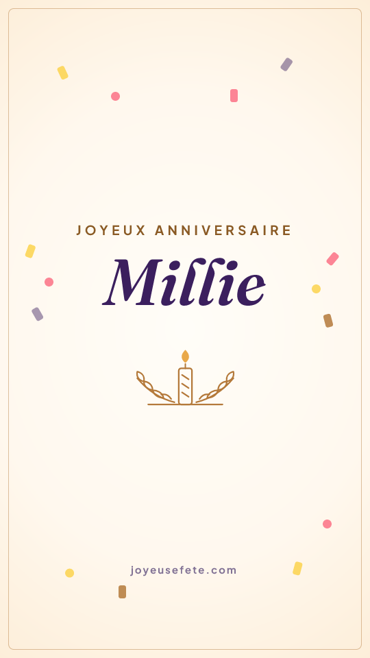 Image « Joyeux anniversaire Millie » au format story