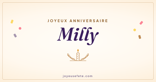 Image « Joyeux anniversaire Milly » au format large