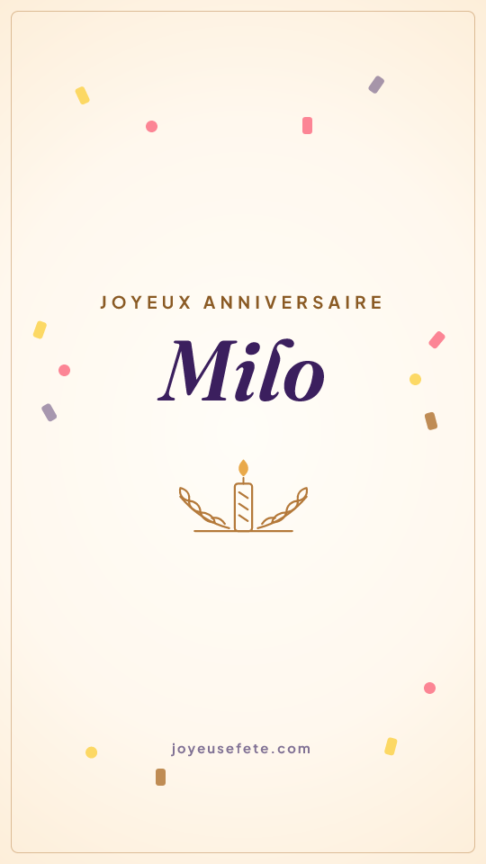 Image « Joyeux anniversaire Milo » au format story