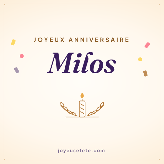 Image carrée « Joyeux anniversaire Milos » pour WhatsApp