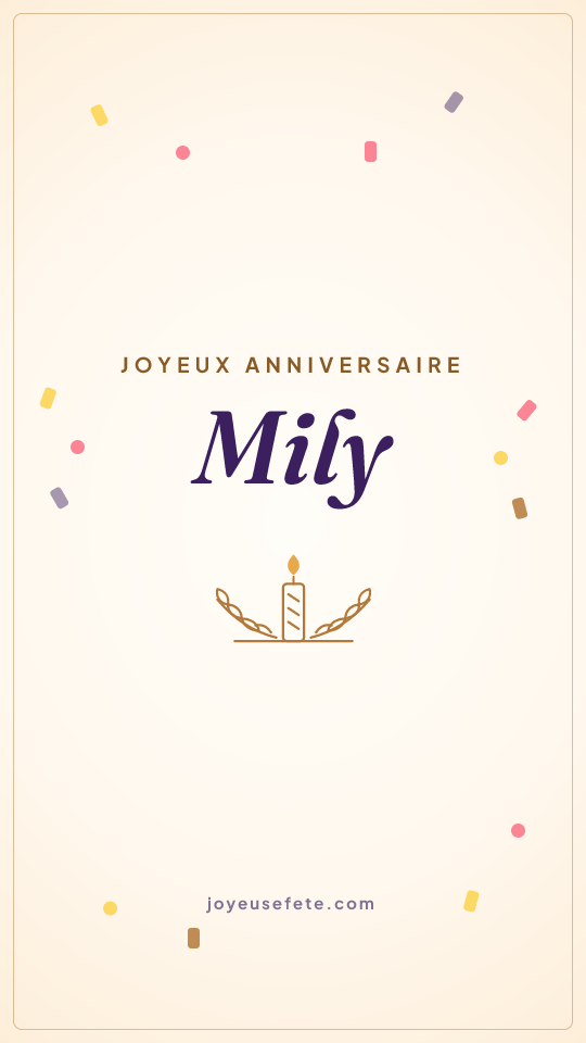 Image « Joyeux anniversaire Mily » au format story