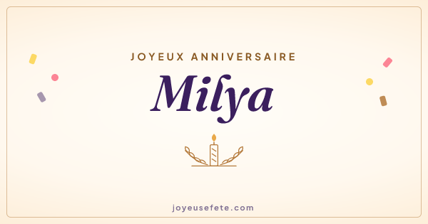 Image « Joyeux anniversaire Milya » au format large