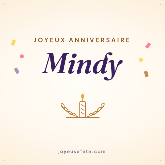 Image carrée « Joyeux anniversaire Mindy » pour WhatsApp