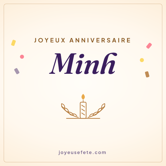 Image carrée « Joyeux anniversaire Minh » pour WhatsApp