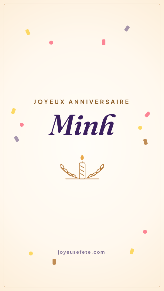 Image « Joyeux anniversaire Minh » au format story