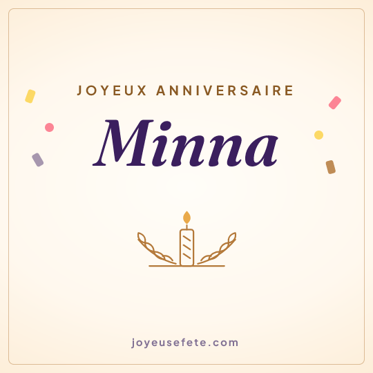 Image carrée « Joyeux anniversaire Minna » pour WhatsApp