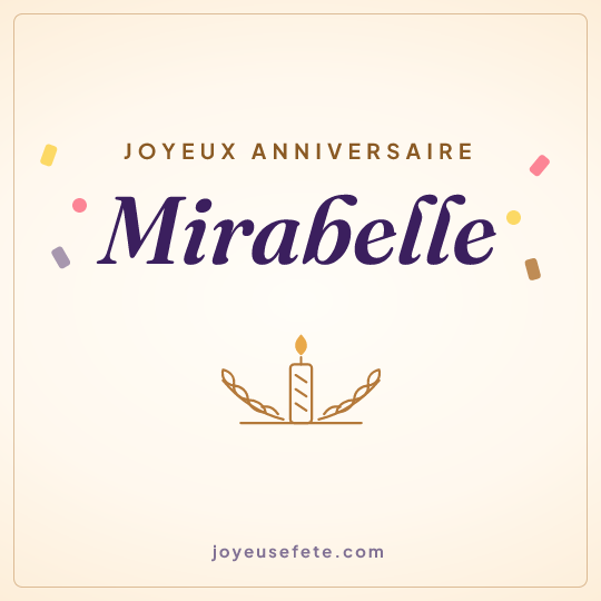 Image carrée « Joyeux anniversaire Mirabelle » pour WhatsApp