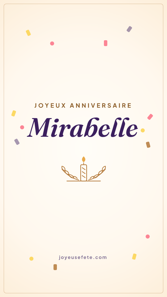 Image « Joyeux anniversaire Mirabelle » au format story