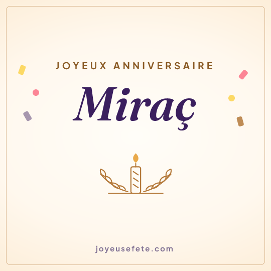 Image carrée « Joyeux anniversaire Miraç » pour WhatsApp
