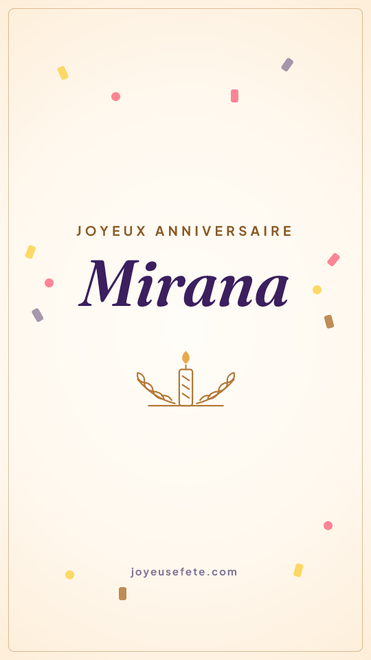 Image « Joyeux anniversaire Mirana » au format story