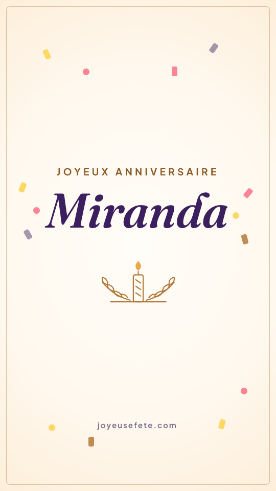 Image « Joyeux anniversaire Miranda » au format story