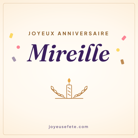 Image carrée « Joyeux anniversaire Mireille » pour WhatsApp