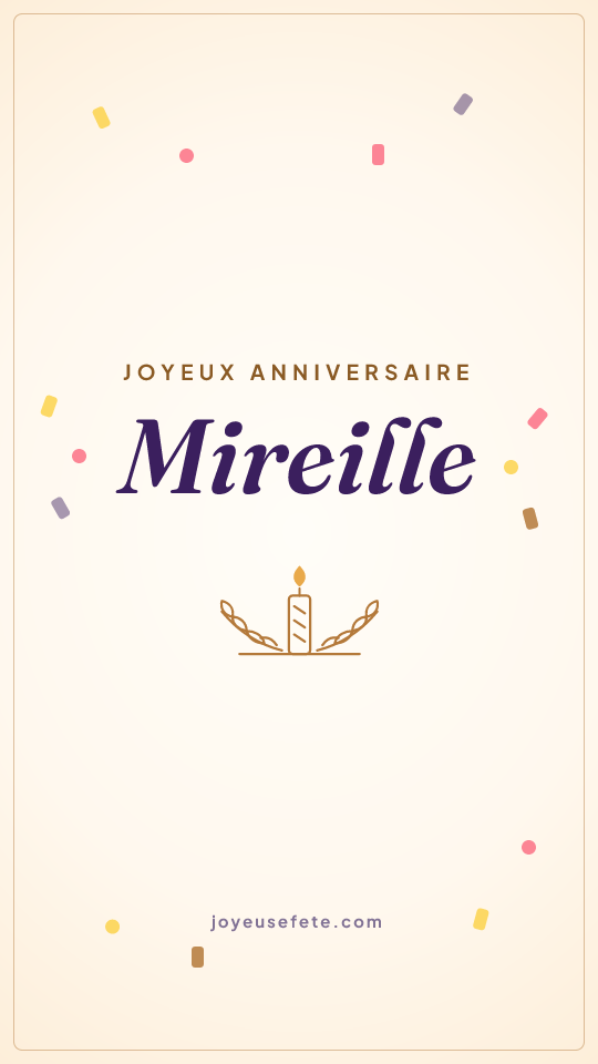 Image « Joyeux anniversaire Mireille » au format story