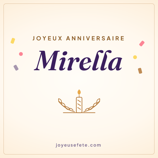 Image carrée « Joyeux anniversaire Mirella » pour WhatsApp