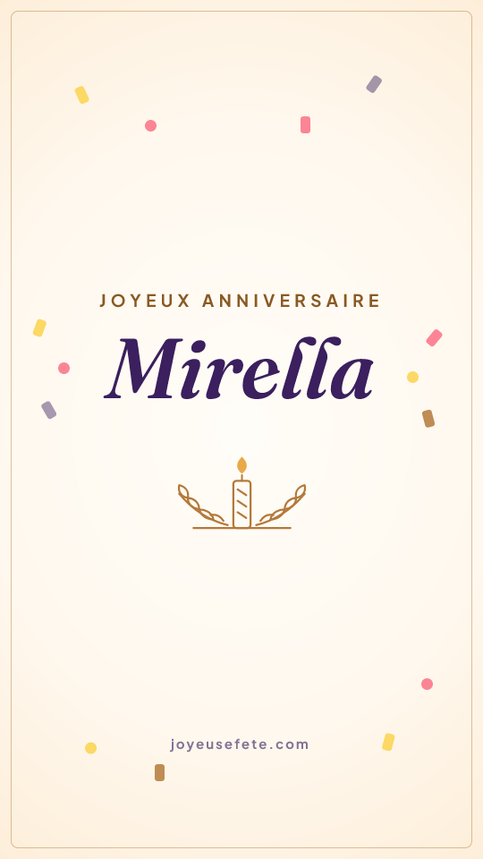 Image « Joyeux anniversaire Mirella » au format story