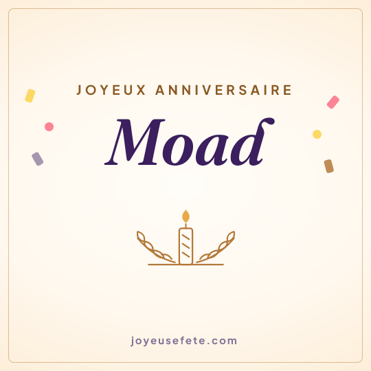 Image carrée « Joyeux anniversaire Moad » pour WhatsApp