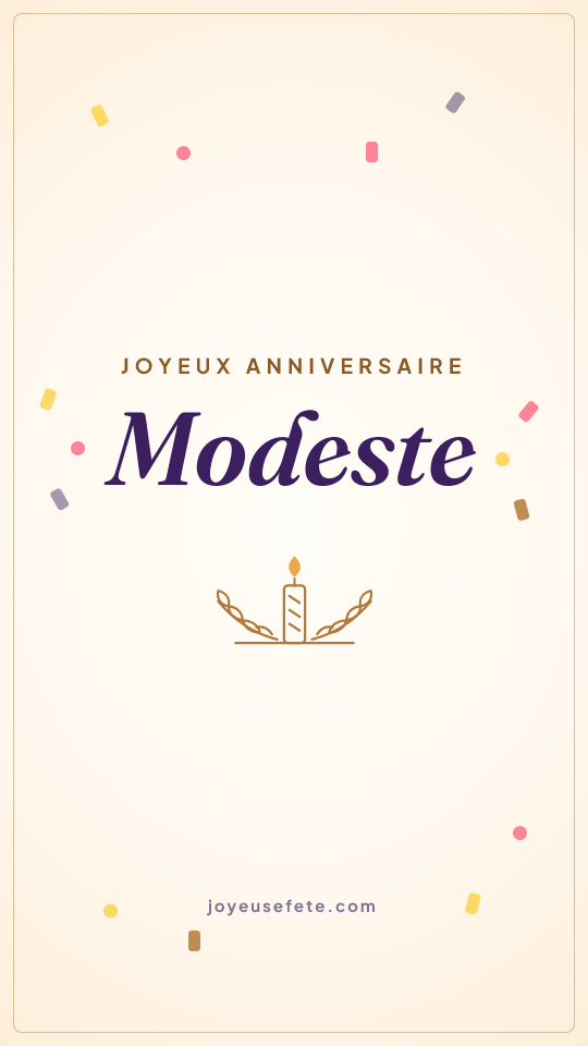 Image « Joyeux anniversaire Modeste » au format story