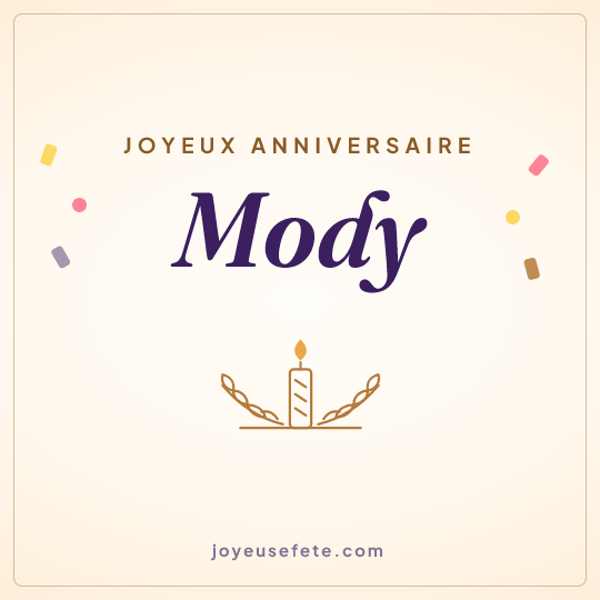 Image carrée « Joyeux anniversaire Mody » pour WhatsApp