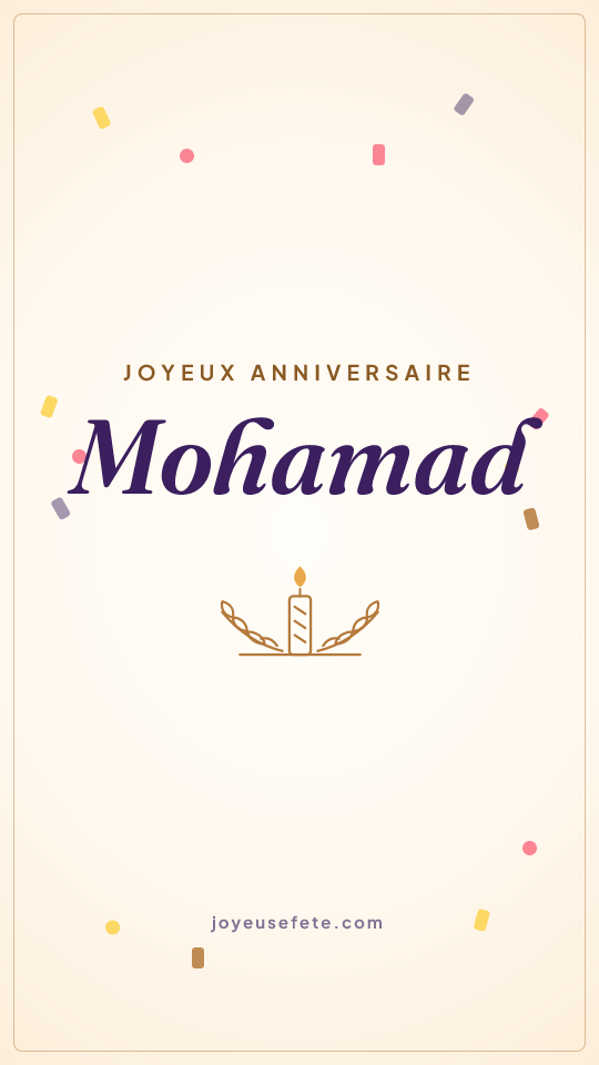 Image « Joyeux anniversaire Mohamad » au format story