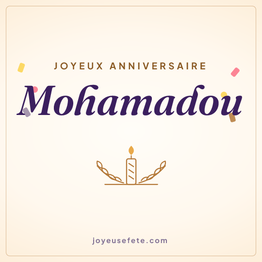 Image carrée « Joyeux anniversaire Mohamadou » pour WhatsApp