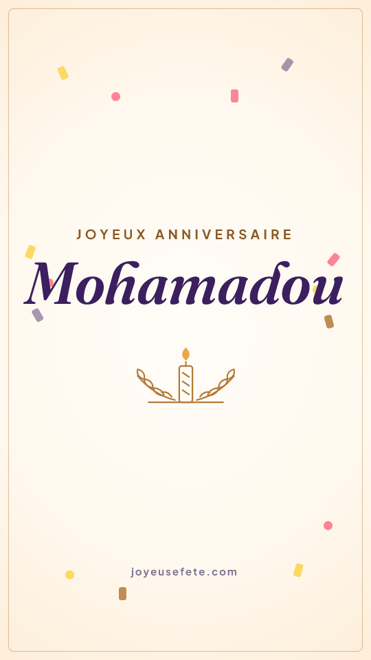 Image « Joyeux anniversaire Mohamadou » au format story