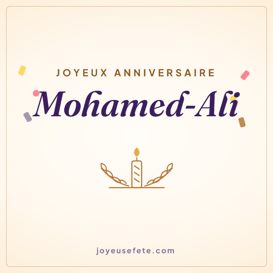 Image carrée « Joyeux anniversaire Mohamed-Ali » pour WhatsApp