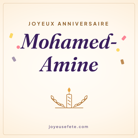 Image carrée « Joyeux anniversaire Mohamed-Amine » pour WhatsApp