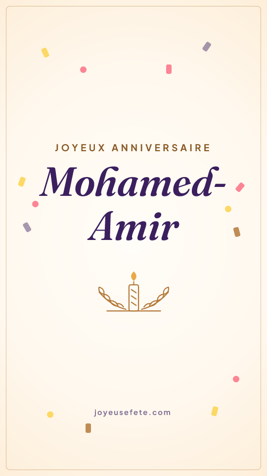 Image « Joyeux anniversaire Mohamed-Amir » au format story