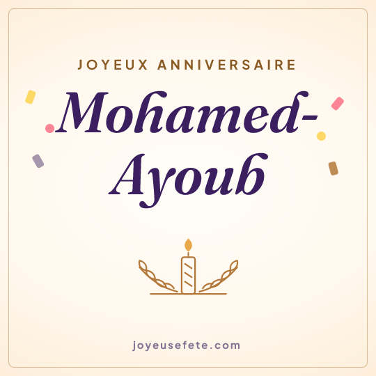Image carrée « Joyeux anniversaire Mohamed-Ayoub » pour WhatsApp