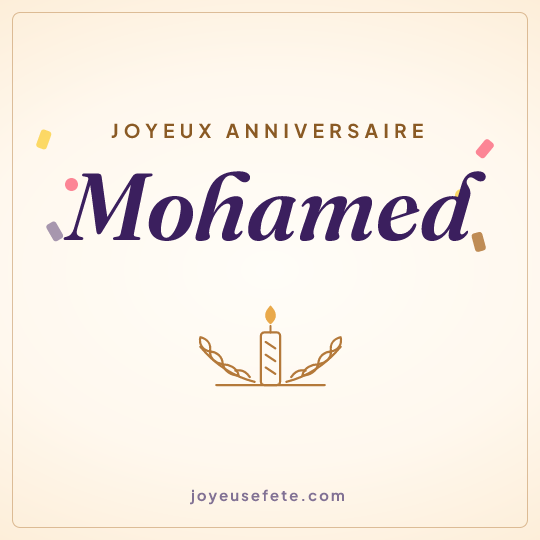 Image carrée « Joyeux anniversaire Mohamed » pour WhatsApp