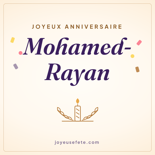 Image carrée « Joyeux anniversaire Mohamed-Rayan » pour WhatsApp