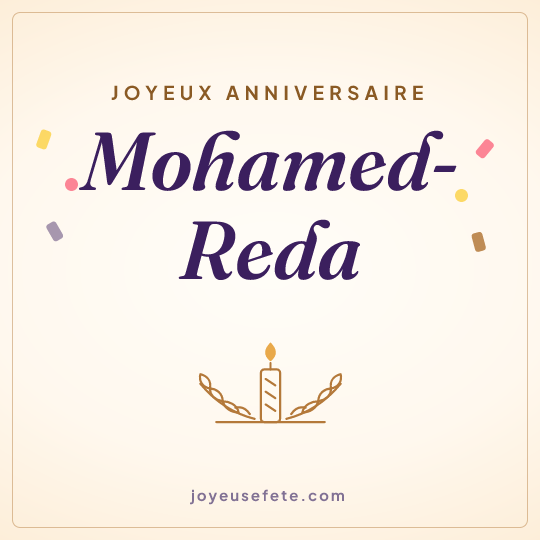 Image carrée « Joyeux anniversaire Mohamed-Reda » pour WhatsApp